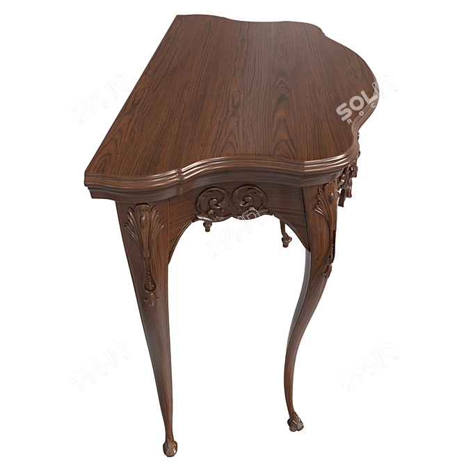 Carved Wooden Console Table 3D model image 3