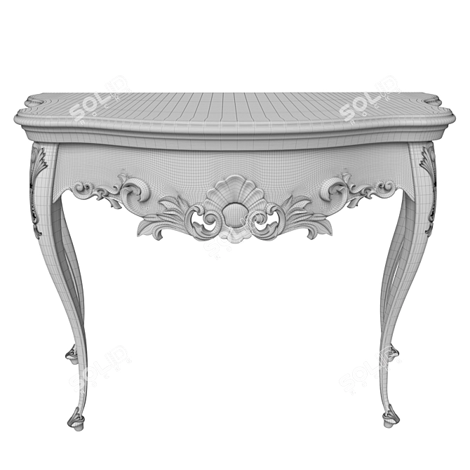 Carved Wooden Console Table 3D model image 6