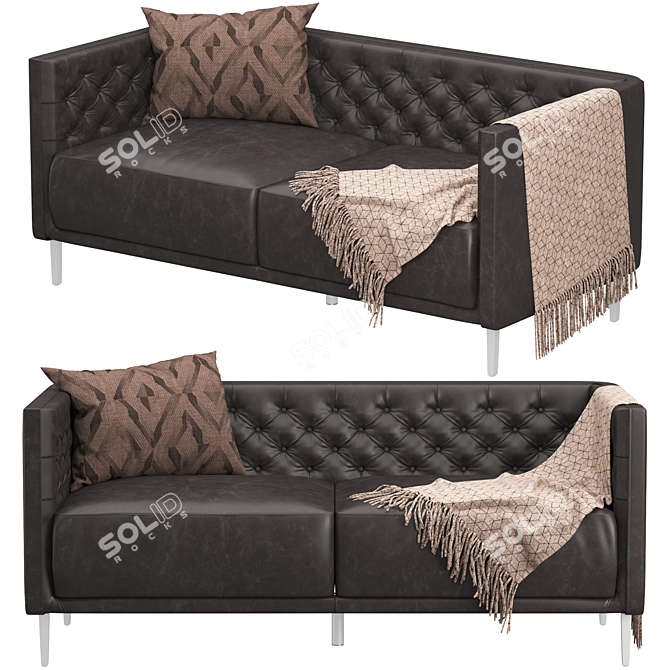 Tufted Leather Apartment Sofa 3D model image 2