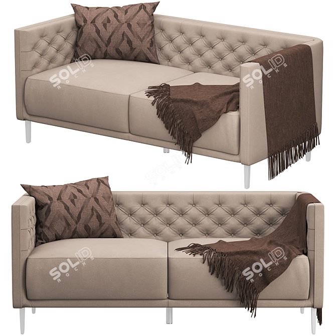 Tufted Leather Apartment Sofa 3D model image 3