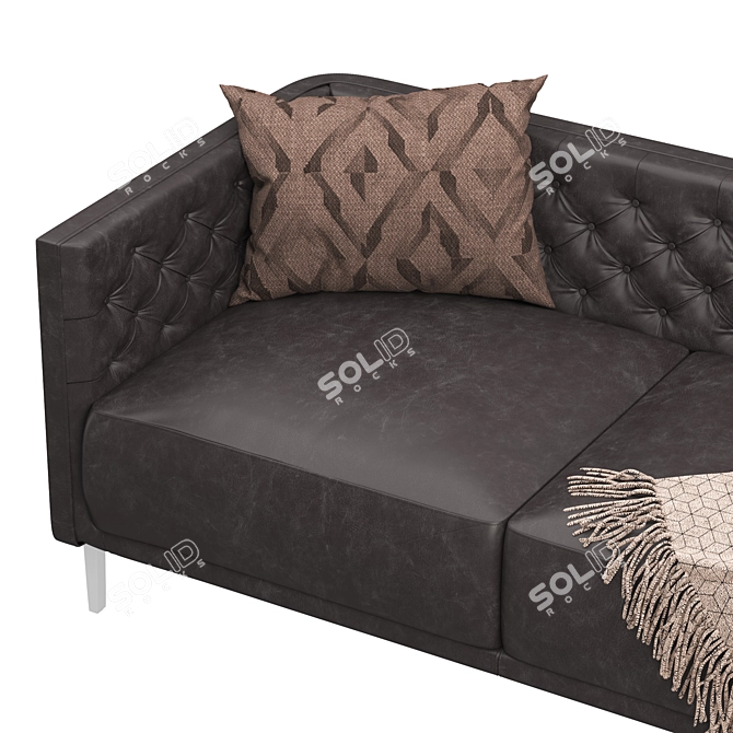 Tufted Leather Apartment Sofa 3D model image 5