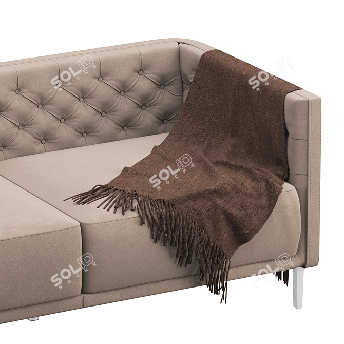 Tufted Leather Apartment Sofa 3D model image 7