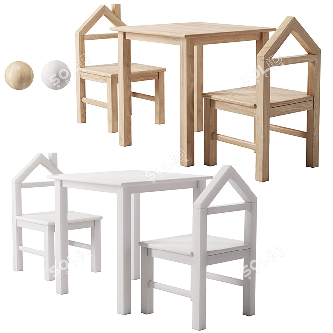 JLY House Kids Table Set 3D model image 3