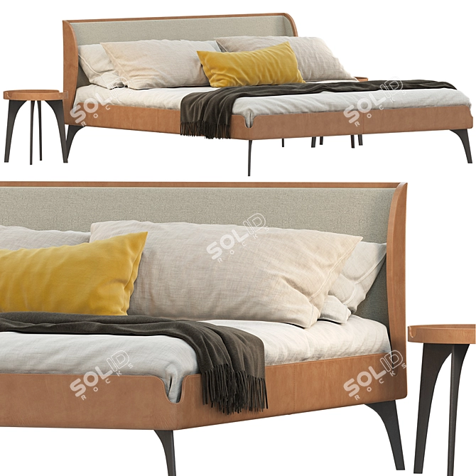 Bolzan Gabri Bed: Italian Elegance 3D model image 1