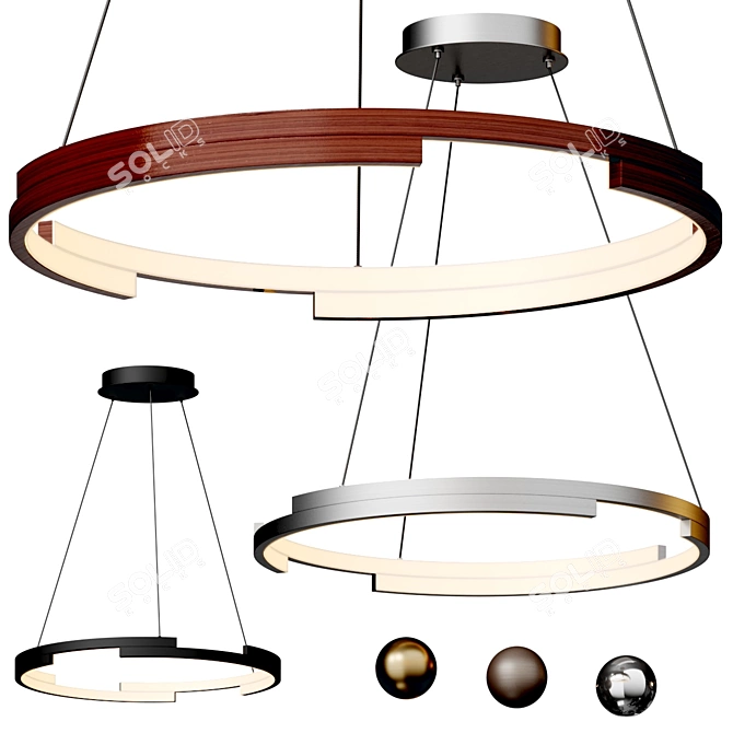 Elegant Dynamic LED Chandelier 3D model image 1