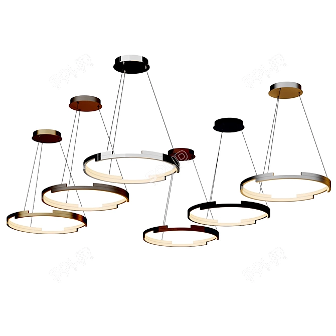 Elegant Dynamic LED Chandelier 3D model image 3