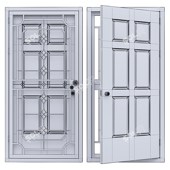 Modern Iron Door for Interior/Exterior 3D model image 4