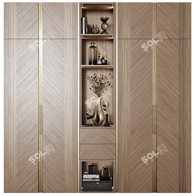 Art Deco Brass Inlay Wardrobe 3D model image 1