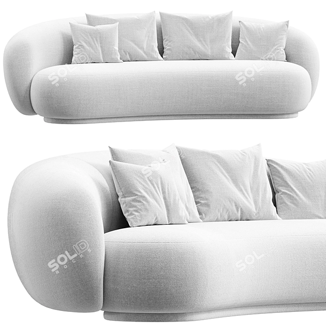 Stylish Wagell Curved Sofa 3D model image 1