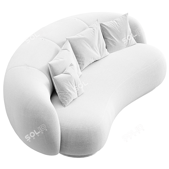 Stylish Wagell Curved Sofa 3D model image 2