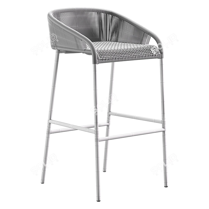 Elegant Cricket Stool with Back 3D model image 3