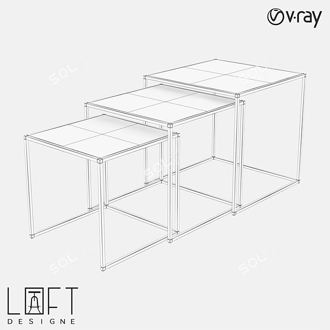 LoftDesigne Coffee Table Set 60578 3D model image 2