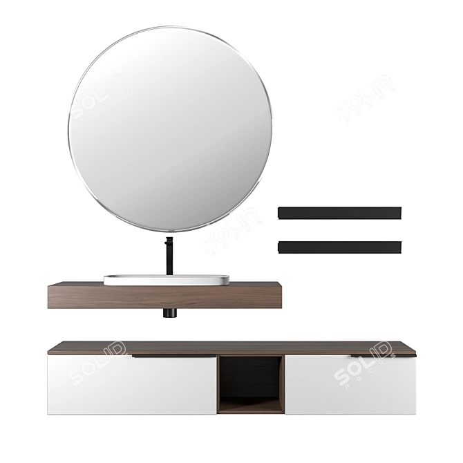 Modern Bathroom Vanity Set Elegant White Black 3D model image 2