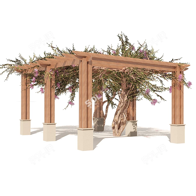 Exquisite Crape Myrtle Pergola Model 3D model image 4