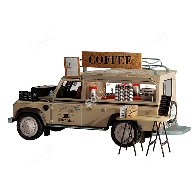 2015 Coffee Jeep Food Truck 3D model image 3