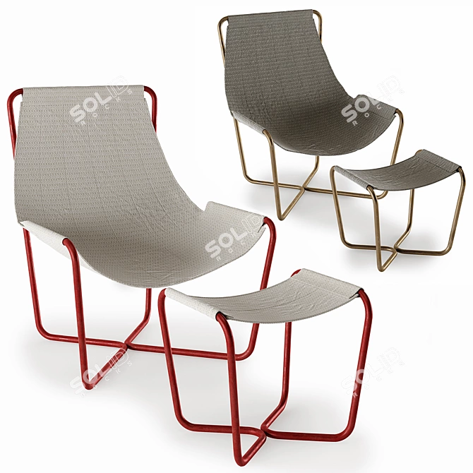 Sling Lounge Set: Outdoor Furniture 3D model image 1