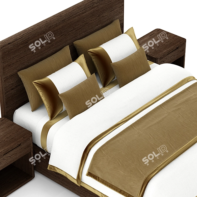  Rustic Heritage Breton Platform Bed 3D model image 4