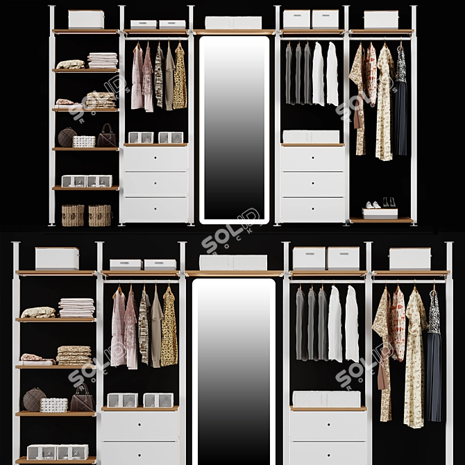 Modular Wardrobe System with Turbosmooth 3D model image 1