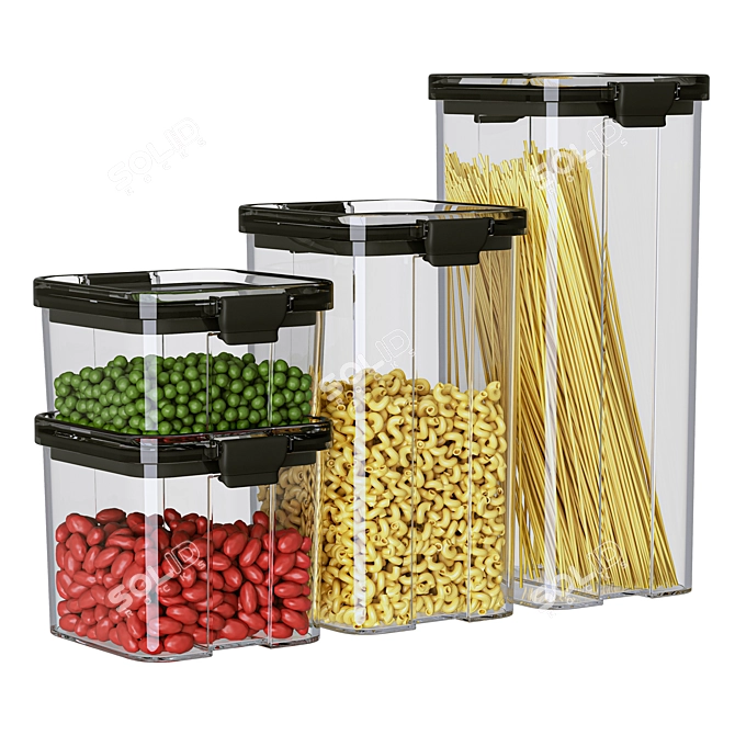 Food Storage Container Set (4) 3D model image 1