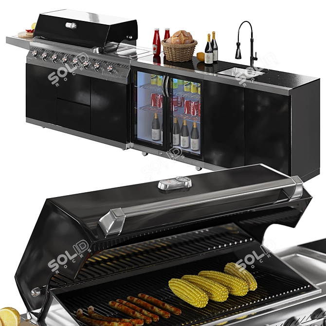 Outdoor Chef's Dream Grill Station 3D model image 3