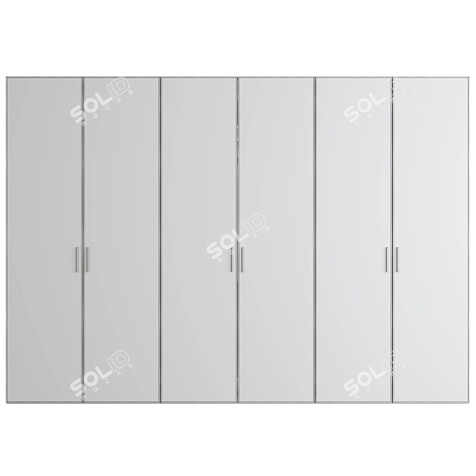 Custom Wooden Glass Wardrobe 3D model image 4