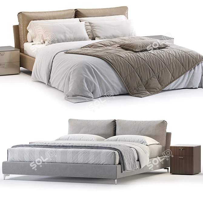 Modern Oasi Bed with Options 3D model image 1