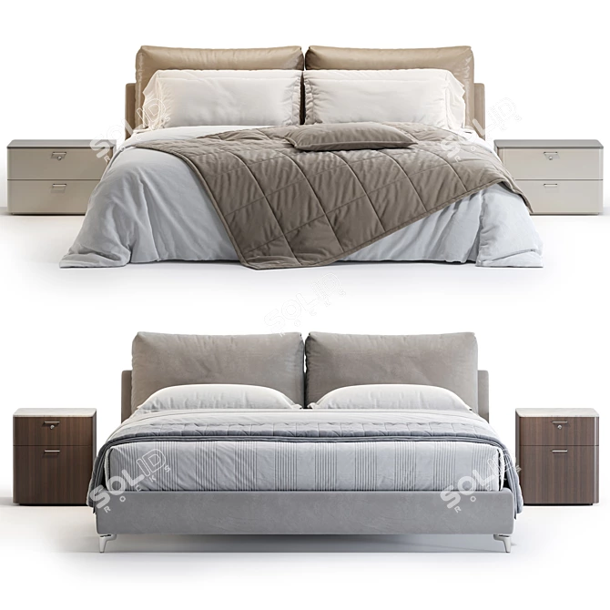 Modern Oasi Bed with Options 3D model image 3