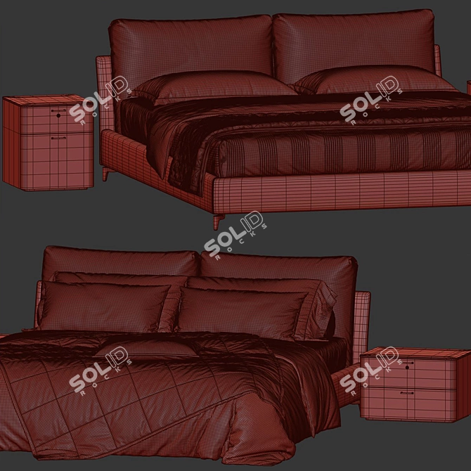 Modern Oasi Bed with Options 3D model image 6