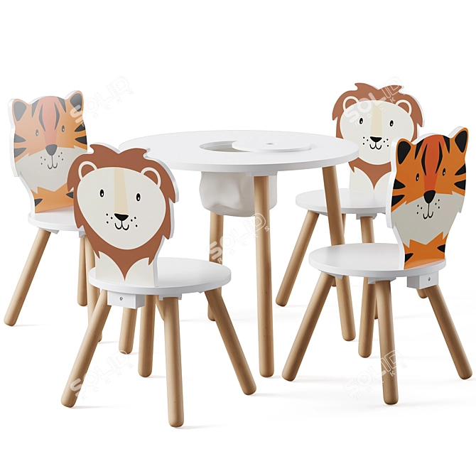  Dandelion Toddler Table & Chairs Set 3D model image 1