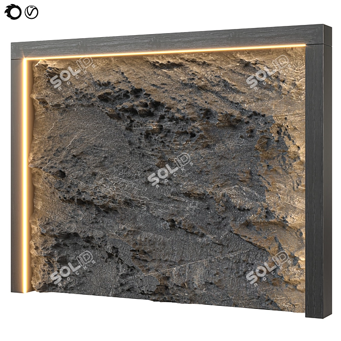 Sleek Black Stone Wall 2015 3D model image 2