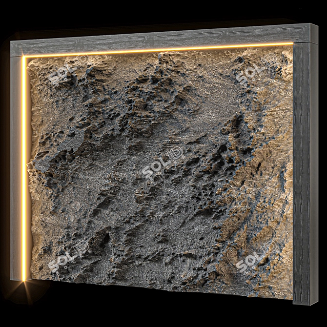 Sleek Black Stone Wall 2015 3D model image 5