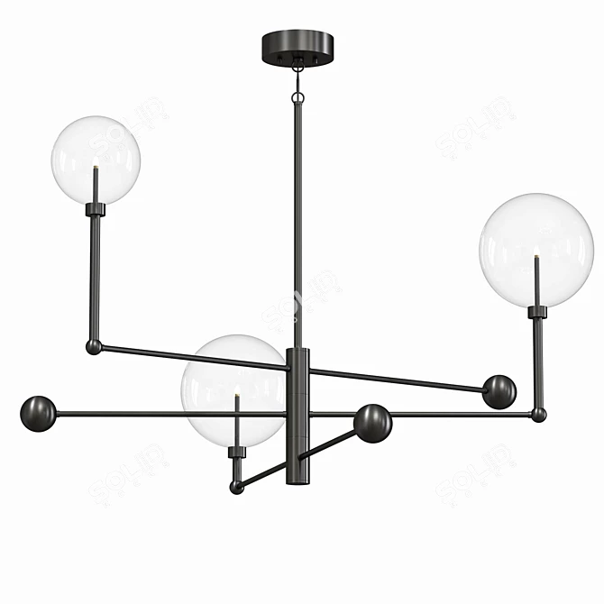 Adjustable 3-Light Bronze Chandelier 3D model image 1