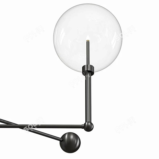 Adjustable 3-Light Bronze Chandelier 3D model image 2