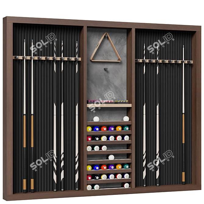 Sleek Billiard Wall Rack 3D model image 1