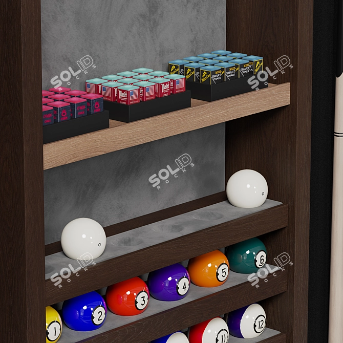 Sleek Billiard Wall Rack 3D model image 3