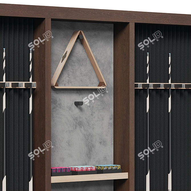 Sleek Billiard Wall Rack 3D model image 4