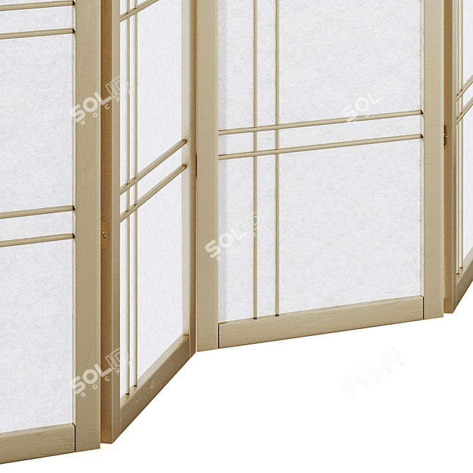 Seto 4-Panel Pine Room Divider 3D model image 2