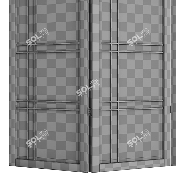 Seto 4-Panel Pine Room Divider 3D model image 7