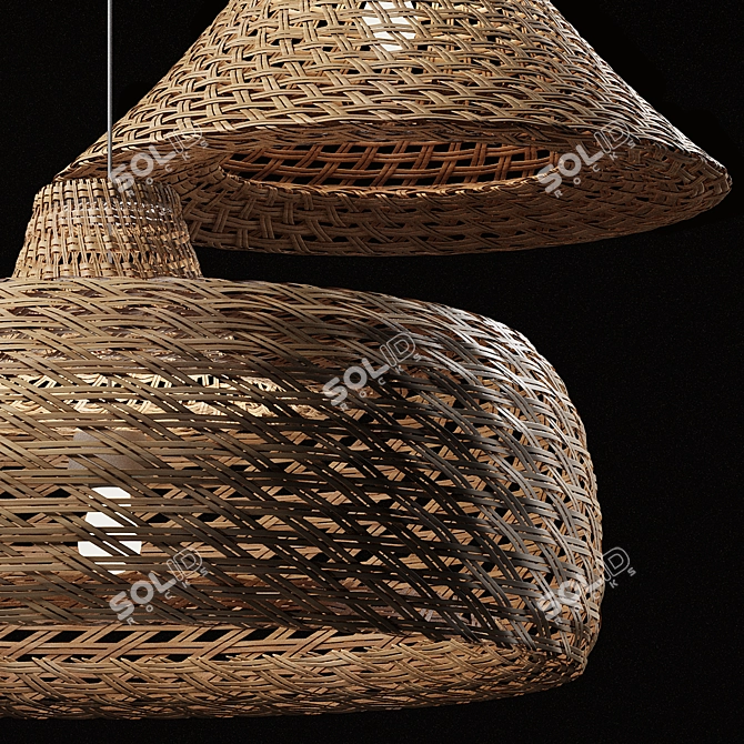 Rattan Pendant Lights Trio: Vray, Corona 3D model image 3