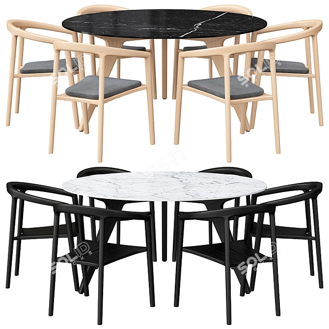 Manutti Torsa Table & Solid Armchair 3D model image 1