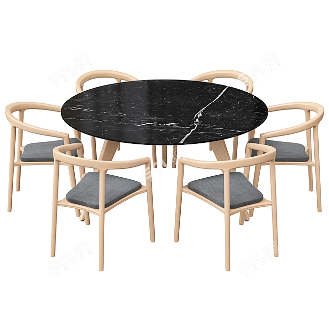 Manutti Torsa Table & Solid Armchair 3D model image 2