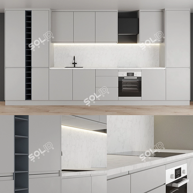 Lava Grey Kitchen Infinity Range 3D model image 1