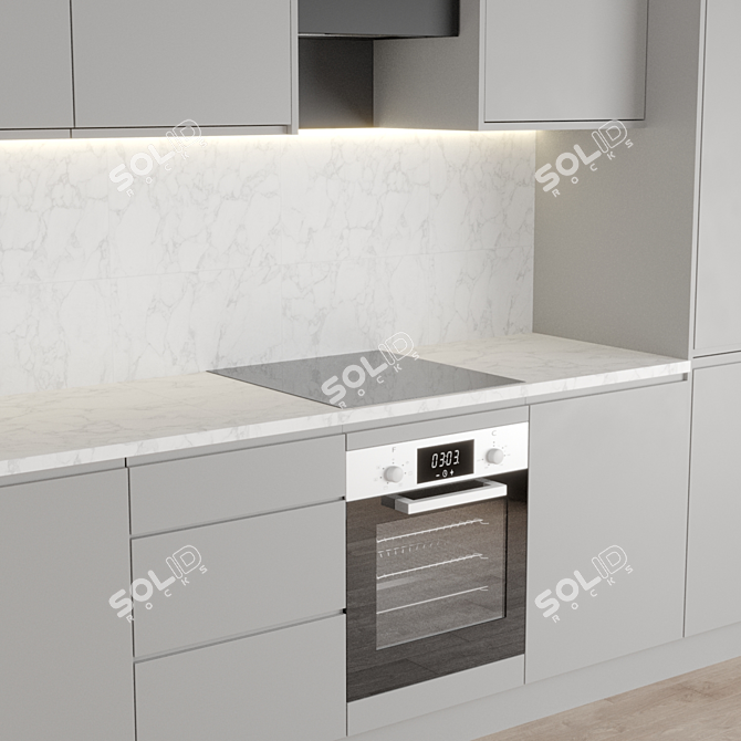 Lava Grey Kitchen Infinity Range 3D model image 3