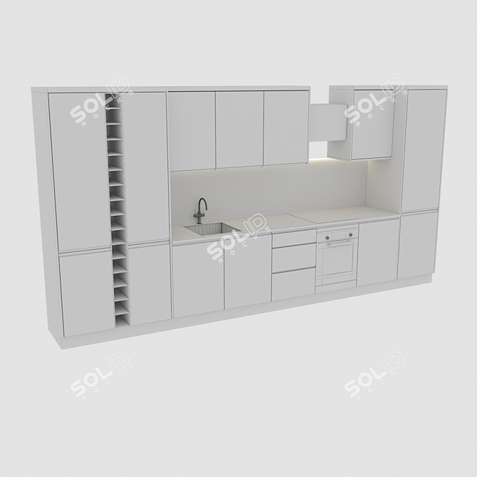 Lava Grey Kitchen Infinity Range 3D model image 4