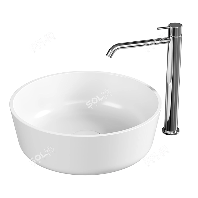 Sleek Round Basin Design 3D model image 2