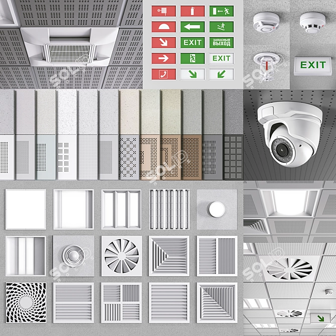 Armstrong Ceiling System Set 3D model image 1