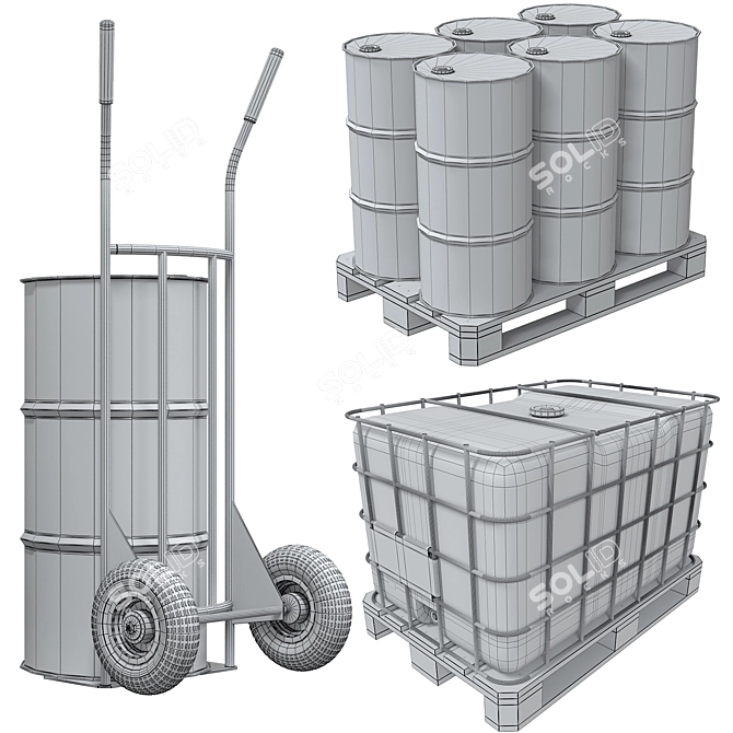 Cargo Pallet Set with Trolley 3D model image 6