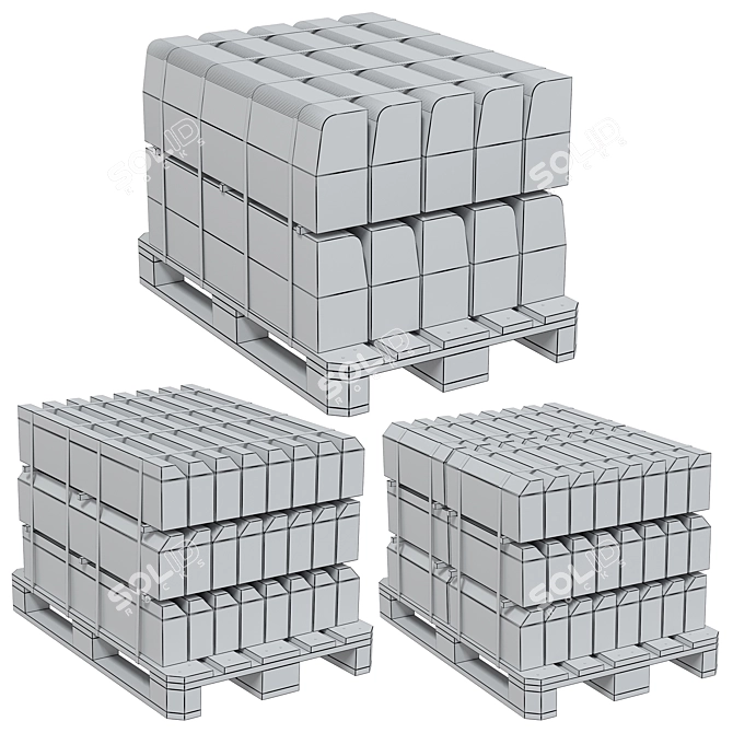 Cargo Pallet Set with Trolley 3D model image 7