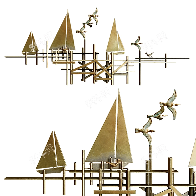 Curtis Jere Sailboats Wall Sculpture 3D model image 1