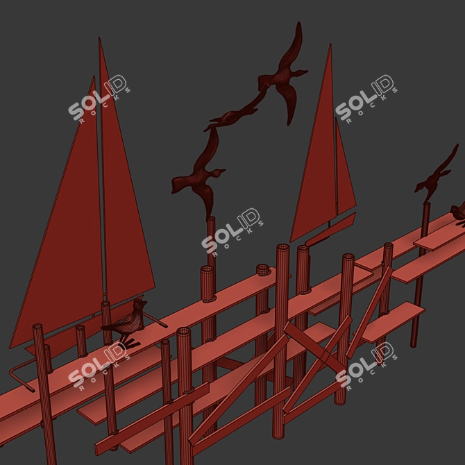 Curtis Jere Sailboats Wall Sculpture 3D model image 3